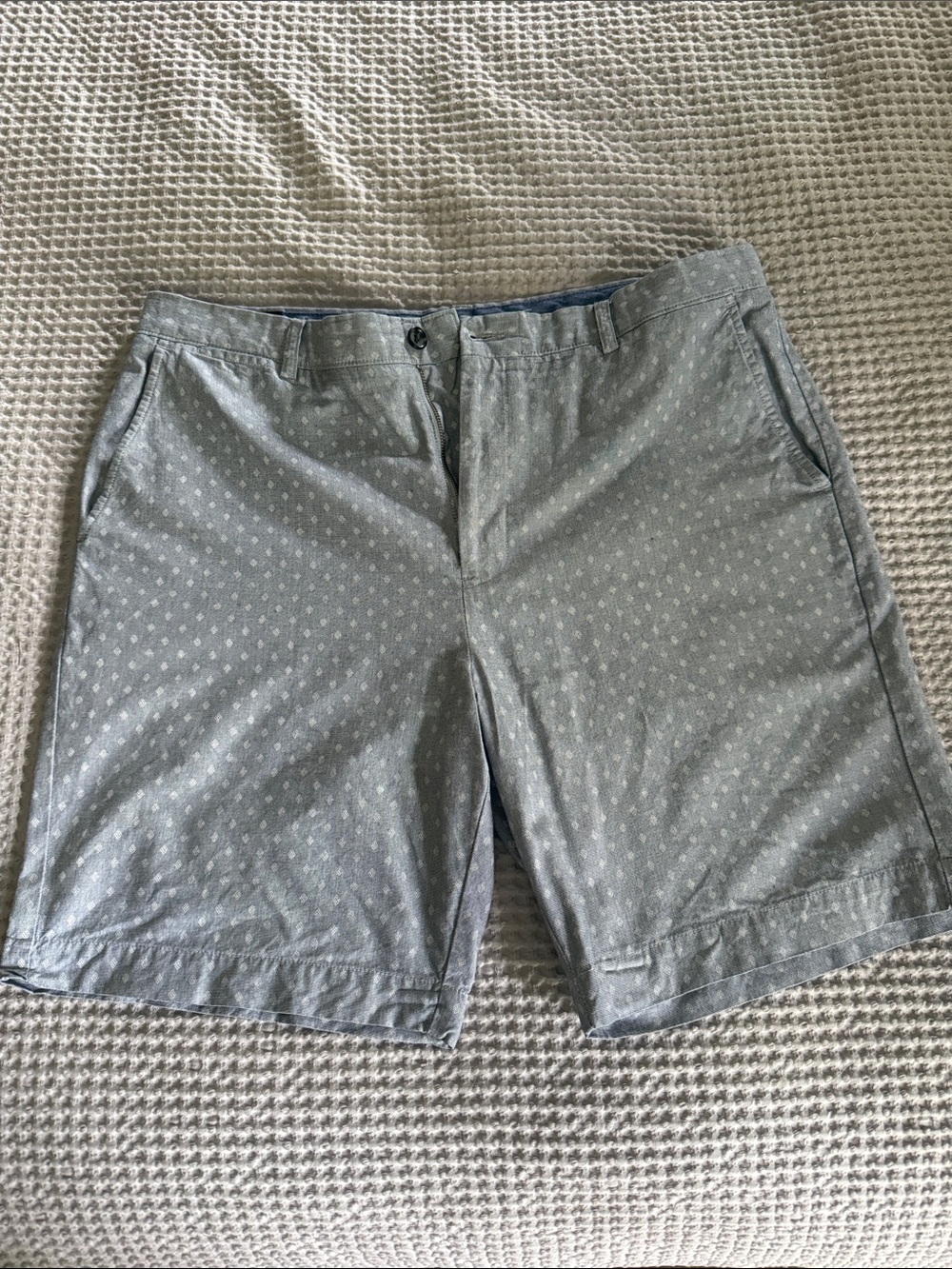 Johnston & Murphy Light blue Micro-Dot Flat-Front Shorts